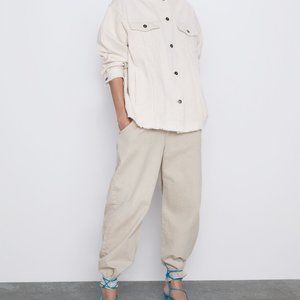 ZARA SLOUCHY CORDUROY PANTS (ecru)